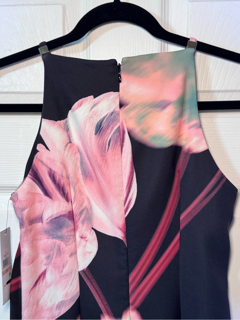 DKNY Black Mini Dress with Pink Floral Print - Picture 6 of 10